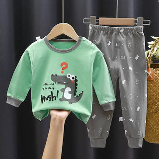 Children Pajamas Sets Unisex Soft Comfort Cartoon Dinosaur Clothing Set Outfit Suitable Boys Girls Perfect for Autumn Winter