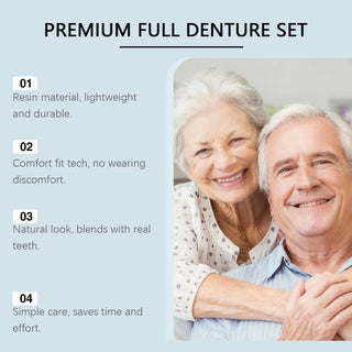 Dentures Full Set Natural Upper Lower Braces Silicone Denture Set for Men Women Instant Confident Fake Tooth Oral Hygiene Care