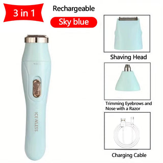 Women Electric Shaver Waterproof Painless Hair Trimmer for Bikini Body Legs Face Underarms Hair Removal Cordless