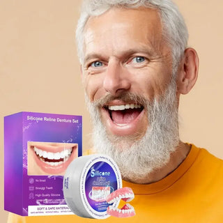 Silicone Denture Set Fit Temporary Orthodontic Teeth Dentures Fake Tooth Oral Hygiene Care Whitening Dentures Simulation Braces