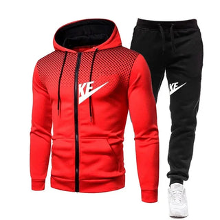 Autumn and winter zipper hooded sweatshirt + long pants set for men's new fashion casual outdoor fitness two-piece set