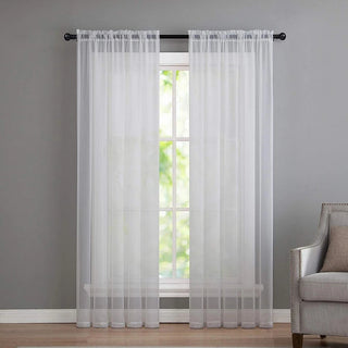 Soild Color Sheer Curtains Semi Transparent Voile Grommet Glass Screen Window Curtains for Living Dining Room Tulle Drapes