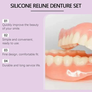 Silicone Denture Set Fit Temporary Orthodontic Teeth Dentures Fake Tooth Oral Hygiene Care Whitening Dentures Simulation Braces