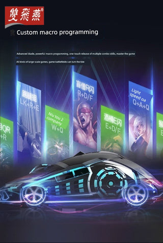 Shuangfeiyan Professional Gaming Mouse Wired Cool Light Precise Positioning USB Interface Computer Accessories Office