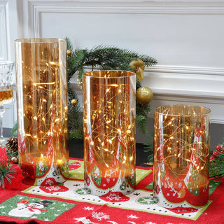 3Pcs Glass Flameless Candles LED Battery Powered Candles Fairy Light Table Lamp with 8-Key Remote Control Christmas Home Decor