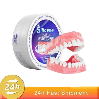 Silicone Denture Set Fit Temporary Orthodontic Teeth Dentures Fake Tooth Oral Hygiene Care Whitening Dentures Simulation Braces