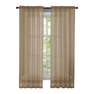 Soild Color Sheer Curtains Semi Transparent Voile Grommet Glass Screen Window Curtains for Living Dining Room Tulle Drapes