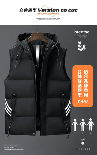 Waistcoat for men spring and autumn waistcoat for Korean men fashion slim handsome vest warm down cotton vest with hat