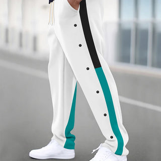 Men New Straight Pants Fashion Button Elastic Casual Trousers Spring Autumn Outdoor Breathable Comfort Pocket Sweat Pants Men