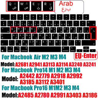Compatible keyboard cover For MacBook Air 13.6 M2 M3 A3113 A2681 A3114 MacBook Pro14 16 M1 A2442 A2485 A2779 A2780 with touch ID