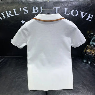 Knitted Short-sleeved Polo Shirt for Men Fashion Trend Young Handsome Versatile Casual Lapel T-shirt Trendy