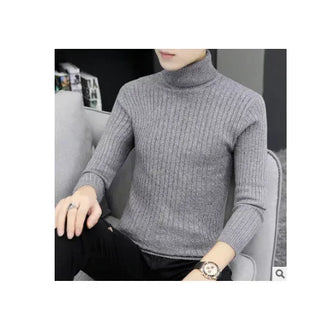 European and American New High-neck Sweater. Men's Solid Color Twisted Long-sleeved Knitted Sweater for Winter.