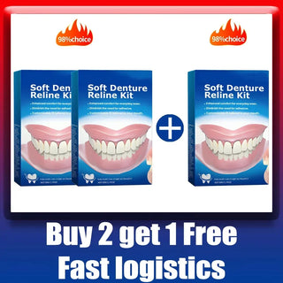 Denture Silicone Kit Silicone Liners Soft Kit Soft Denture Kit Teeth Upper And Lower Set Easy Use Dental careF7$k