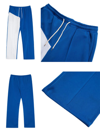 Men's Color Block Drawstring Sports Pants Loose Fit Straight Leg Casual Spring Autumn Street Fashion