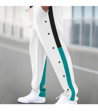 Men New Straight Pants Fashion Button Elastic Casual Trousers Spring Autumn Outdoor Breathable Comfort Pocket Sweat Pants Men