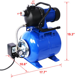 1.6 HP Shallow Well Pump Stainless Steel Water Transfer Camp Pumps Portable Garden Pump with Pressure Tank Automatic Operation