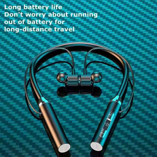 Wireless Bluetooth Earphones Neckband Headphones Gaming Stereo Sports Headset Halter Waterproof Magnetic Earbud with LED Display