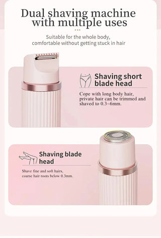 Waterproof 2in1 Electric Shaver for Women Bikini Hair Trimmer Wet Dry Use Dual Head Detachable Cordless Rechargeable