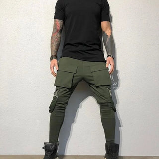 Men's New Spring And Fall Fashion Pants Hip hop Large Pocket Casual Slim-fit Sweatpants Men's Small Feet Cargo Pants