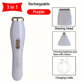 Women Electric Shaver Waterproof Painless Hair Trimmer for Bikini Body Legs Face Underarms Hair Removal Cordless