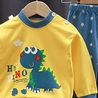 Children Pajamas Sets Unisex Soft Comfort Cartoon Dinosaur Clothing Set Outfit Suitable Boys Girls Perfect for Autumn Winter