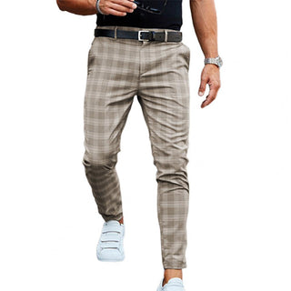Checkered Pattern Fashion Men Trousers Plaid Loose Autumn Winter Vintage Men's Pants Business Casual Straight Leg Slim Pants