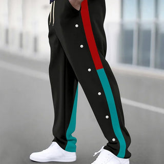 Men New Straight Pants Fashion Button Elastic Casual Trousers Spring Autumn Outdoor Breathable Comfort Pocket Sweat Pants Men