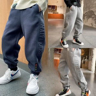 Thermal Fleece-Lined Boys' Sports Pants Winter Kids' Athletic Pants Medium-Large Toddler Boys Casual School Pants