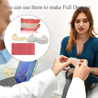 1Set Dentures Fake Teeth Braces Wax Strips DIY Kit Reusable Full/Partial Denture Top and Bottom Temporary Fake Tooth Easy Use