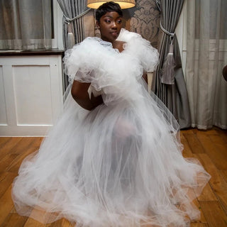Customized Bridal Maternity Dresses Robes for Photography Sheer Robe Puffy Fluffy Tulle Maternity Dressing Gowns Women Bathrobe