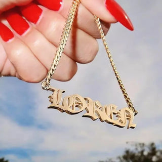 Custom Old English Necklace For Women Stainless Steel Gold Choker Cuban Chain Personalized Name Necklace For Men Gift