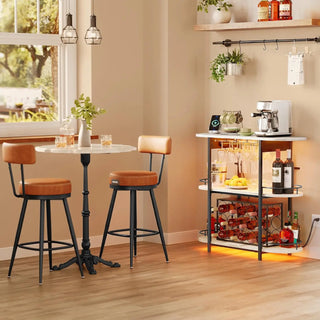Bar Cabinets for Home, LED Coffee Bar with Power Outlets, Home Mini Bar for Liquor, Freestanding Wine Rack with Glass Ho