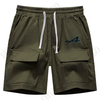 Men's printed Solid color cargo shorts Casual Shorts Summer multi-pocket jogging shorts Men's drawstring knee-length shorts