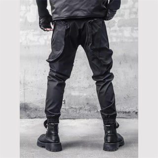 Men Y2K Cargo Pants Zipper Pocket Tactical Techwear Ninja Jogger Pants Black Fashion Streetwear Pants Punk Sweatpants Trousers