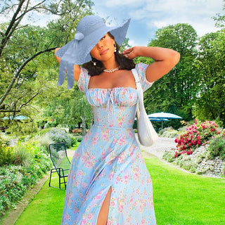 2024 new small fresh floral slim fit dress