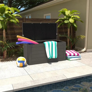 Outdoor Living 88180BGY1E Outdoor Patio Storage, Extra Large, 180 Gallons, Charcoal Deck Box,
