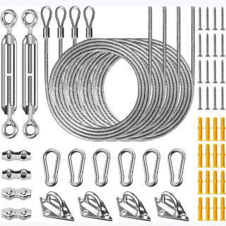 52pcs Sun Shade Sail Hardware Kit for Rectangle Triangle Sun Shade Sails Canopy Installation 304 Stainless Steel Accessories Set