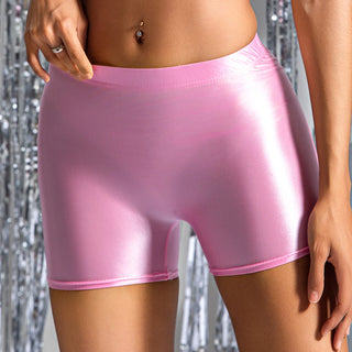 No Bra Pad Glossy Thin See Through Women 2 Pieces Sets Sexy Party Club Tank Top Shorts Set