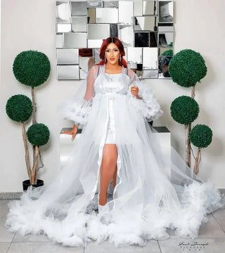 Customized Bridal Maternity Dresses Robes for Photography Sheer Robe Puffy Fluffy Tulle Maternity Dressing Gowns Women Bathrobe