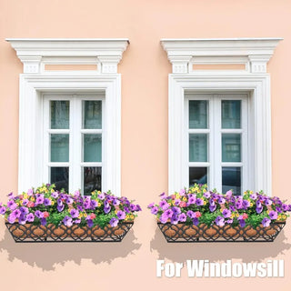 4pcs 24 Inch Window Deck with Coconut Coir Liner, 24" Railing Planter Horse Trough Coco Basket Boxes Metal Hanging Flower