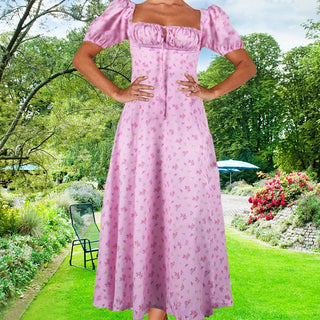 2024 new small fresh floral slim fit dress