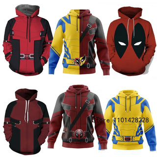 New 2024 Movie Deadpool Wolverine Hoodie Women Men Superhero Cosplay Costume 3D Print Halloween Christmas Pullover Sweatshirt