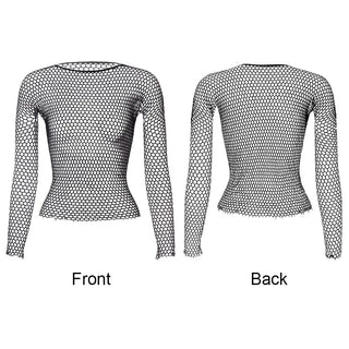 Women Long Sleeve Tops Mesh Nightwear Night Dress Bodystocking Sexy Lingerie Hollow Out Fishnet