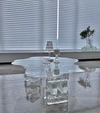 Customized Cloud Tea Table DIY Acrylic Creative Glass Mesh Red Transparent Edge Table Small Unit Nordic Tea Table Living Room Ho