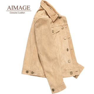 Men Suede cowhide coat Classic England style Suede leather jacket