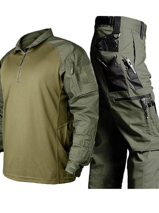 Men's Tactical Two Pieces Sets Outdoor Shirts and Pants Suit Camo Uniform Frog Suit Airsoft Clothes SWAT Paintbal Work Cargo Set