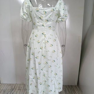2024 new small fresh floral slim fit dress