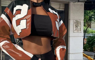 Weird Puss Faux Leather Varsity Jacket Women Hipster Letter Print Autumn Casual Sporty Wild Streetwear Uniform Trend Crop Coat