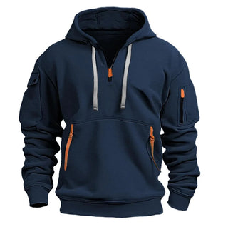 Cotton-Dropped Shoulder Hooded Sweatshirt