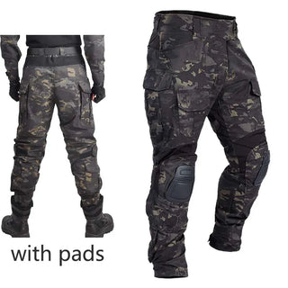 G3 Men's Tactical Pants Clothing Men Camping Cargo Pant US CP Airsoft Camo Paintball Combat Pants +Pads